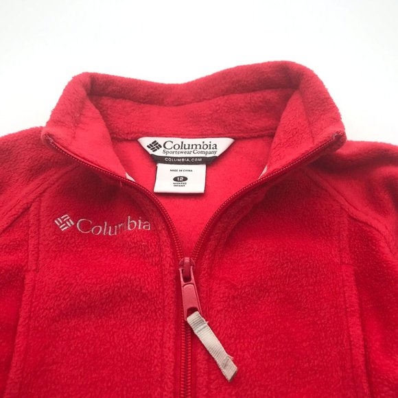 Columbia Zip Up Fleece Sweatshirt Coat Red - 12m - Picture 2 of 2